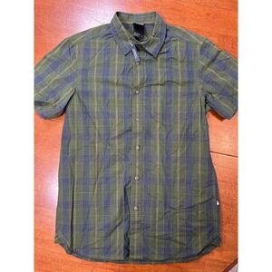 The North Face Button Up Shirt Mens Small Green Plaid Short Sleeve Standard Fit